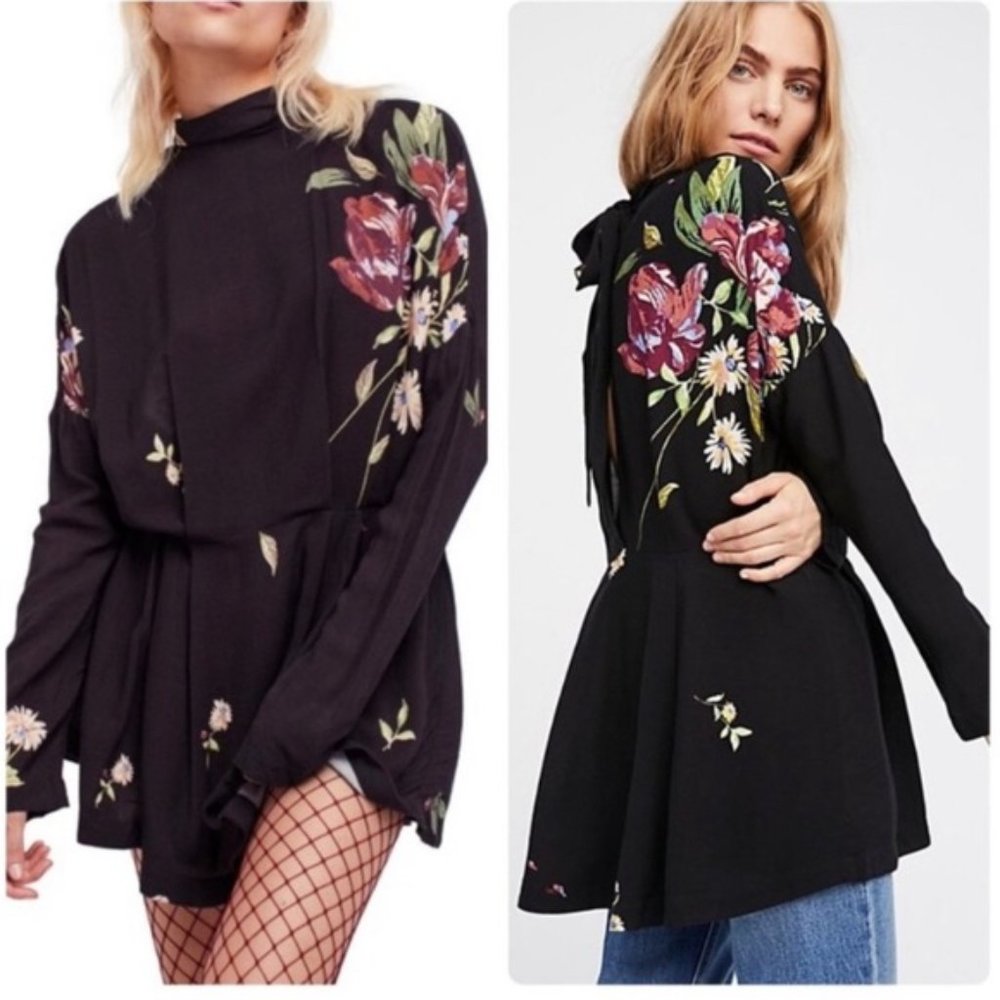 Gemma Floral Tie Neck Open Back Tunic/Dress 🪞